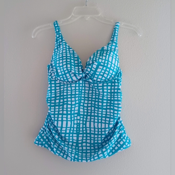 VENUS Checker Me Blue Paros Tankini Top, size 4 - Picture 1 of 12